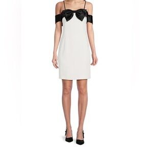 Alex Marie Black and White Sheath Mini Dress with Spaghetti Straps